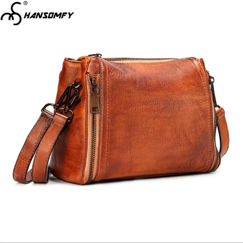 Wipe color Women Bags first layer cowhide vegetable skin tree cake leather retro female Handbags fashion messenger shoulder bag