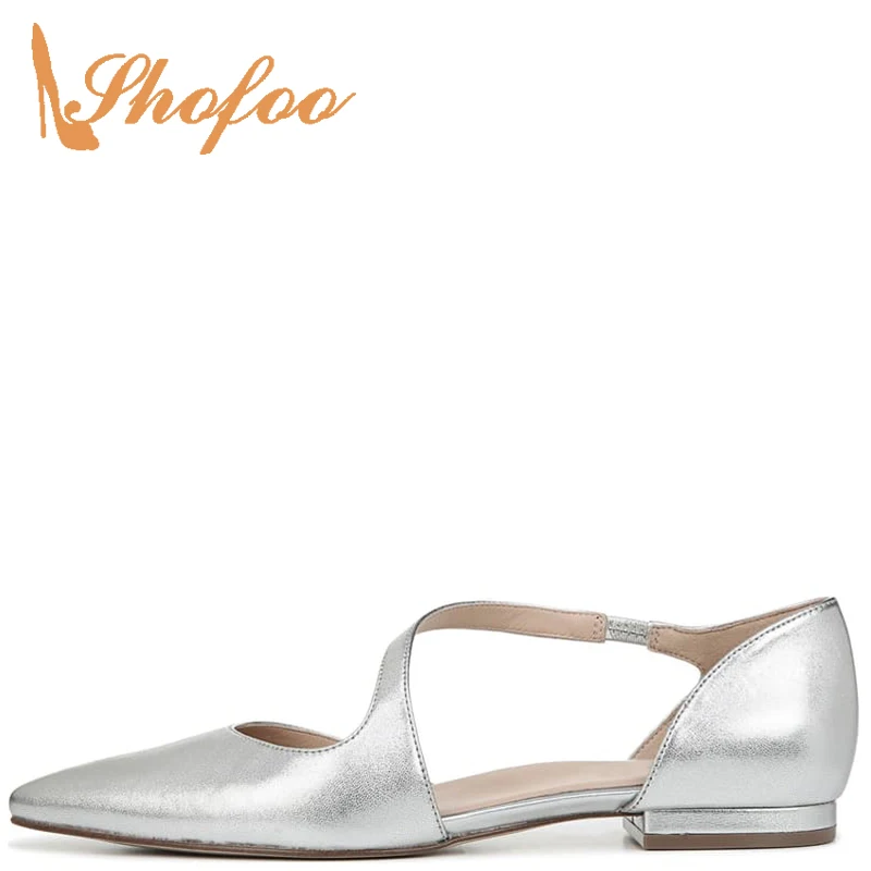 

Sliver Black Closed Pointed Toe D'orsay Flats Woman Large Size 11 12 Slip On For Ladies Summer Dress Shoes Fashion Mature 2021