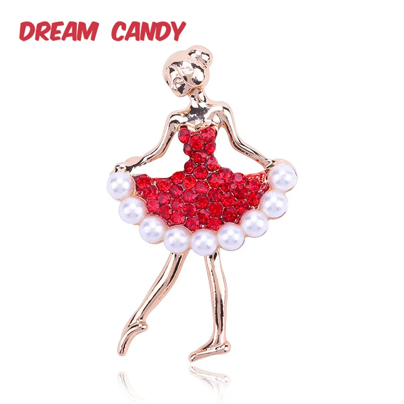 

Dream Candy Exquisite Pearl Dancing Girl Brooches for Women Colorful Rhinestone Brooch Pin Creative Jewelry Fashion Accessories