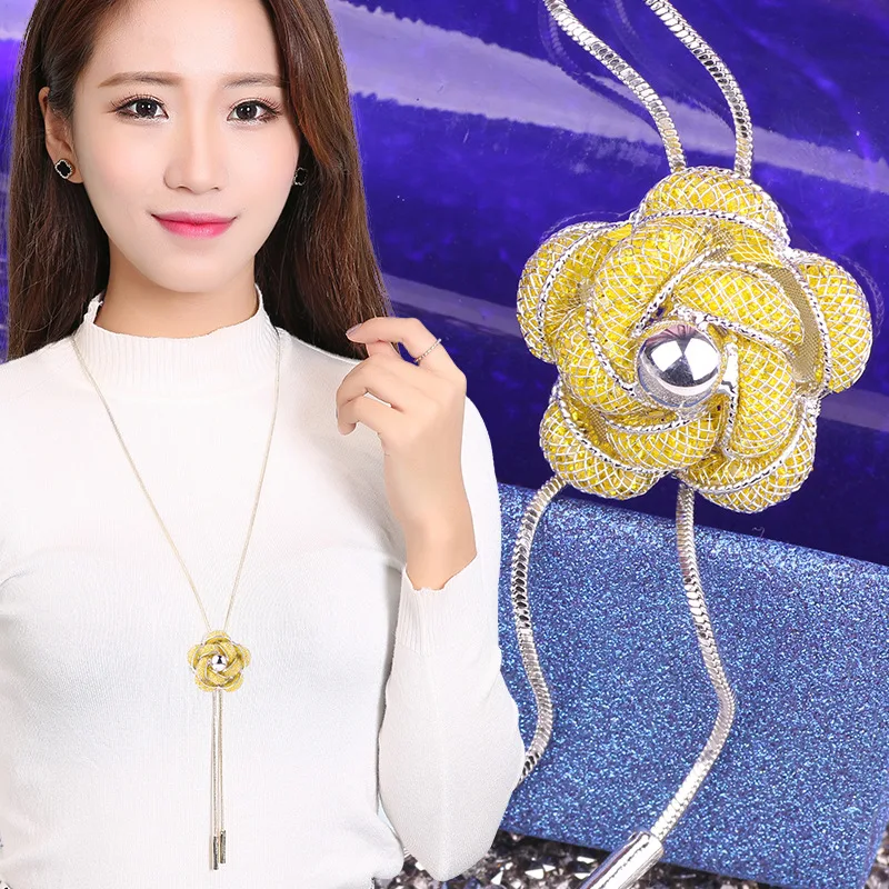 

BYSPT Fashion Elegant Sweater Chain Long crystal Hollow Rose pendant ccessories long decoration necklace jewelry