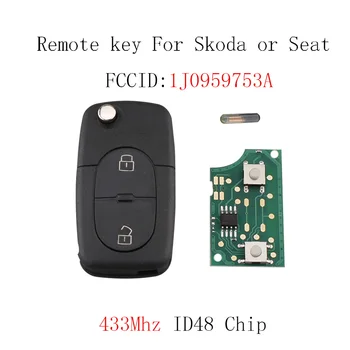 

433Mhz Remote Car key For Seat Leon 2000 2001 Toledo 1999 2000 2001 For Skoda Octavia I 1997 1998 1999 2000 2001 1J0959753A key