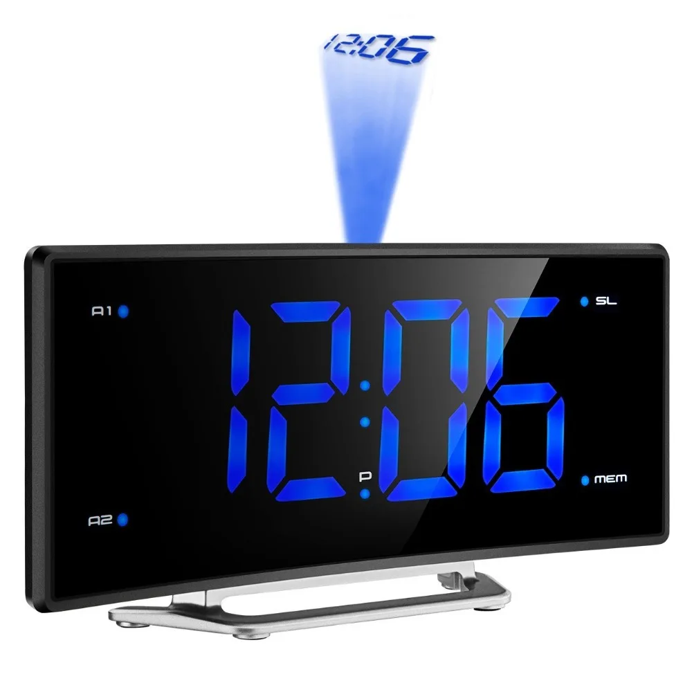 Зеркало FM радио проекционный будильник светодиодный цифровой электронный стол Nixie Настольный проектор часы будильник с проекцией времени