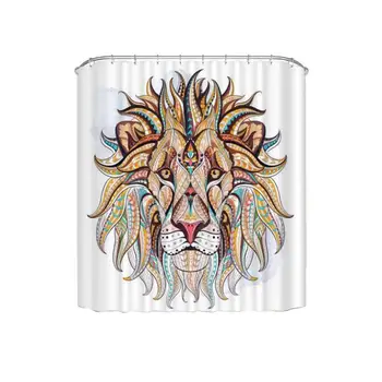 

Lion Print Waterproof Polyester Fabric Curtain 3D Digital Printed Polyester Waterproof Shower Curtain