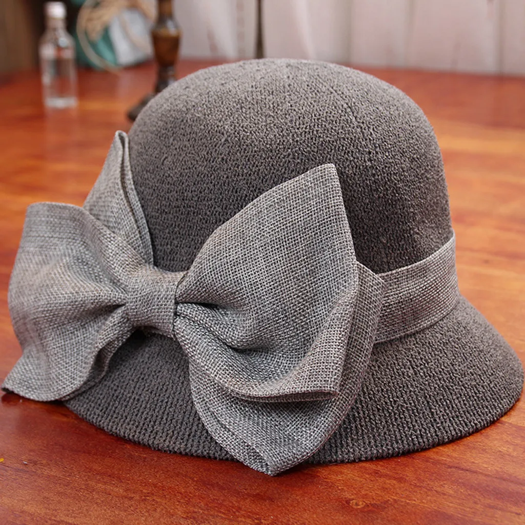 Мода летняя пляжная шляпа от солнца Женская Рыбацкая модная соломенная шляпа с бантом мягкая летняя пляжная кепка Панама Модные аксессуары - Цвет: Gray