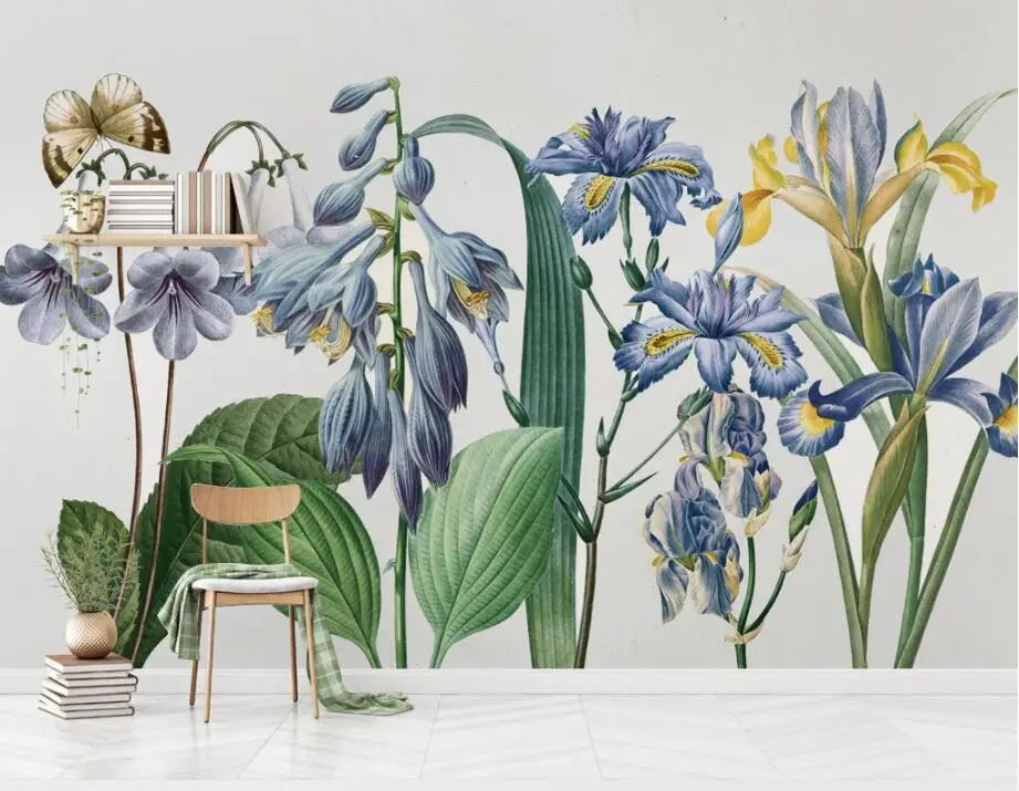 Waliicorners mural wallpaper modern style nostalgia hand-drawn floral background papel de parede wall papers home decor 6 QQ20171214182712
