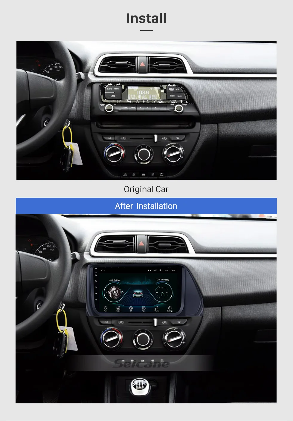 Best seicane 9 inch Android 8.1 Car Multimedia Player for Hyundai VERNA 2017 Bluetooth Radio with GPS Wifi Mirror Link USB SWC DVR 2
