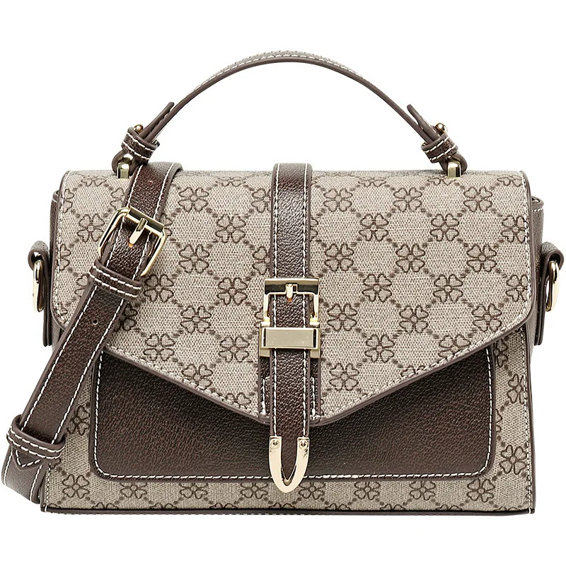 

High quality luxury 2019 Best seller Autumn and winter style PU Square bag female fashion prints leather Split messenger package