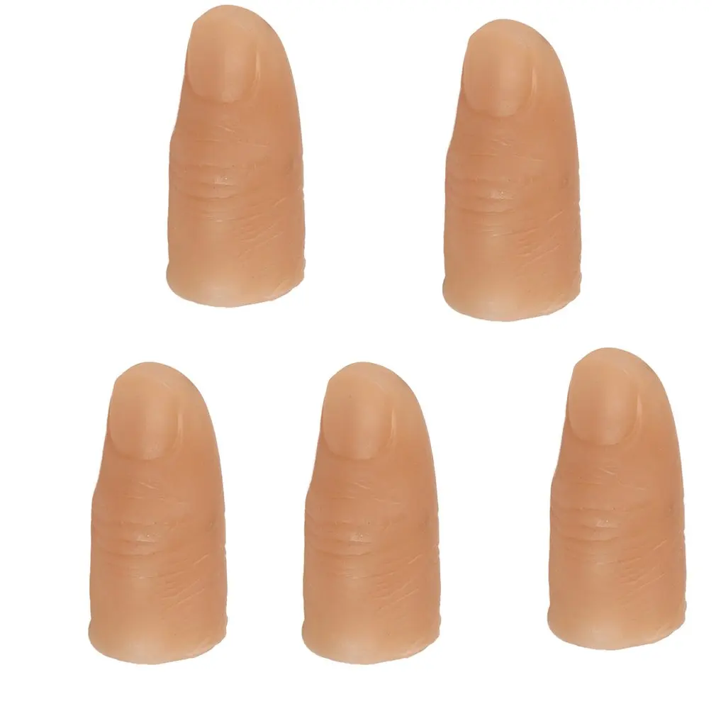 

5pcs Funny Toy Soft Simulation Thumb Large Size Finger Sleeve With Nails Prosthetic Finger