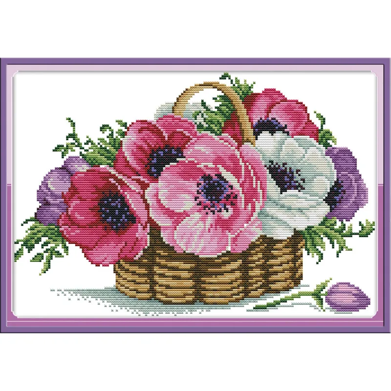 Chinese Cross Stitch Flowers DIY Counted Cross Stitch Sets Kits For Needlework Embroidery Needles Home Decoration