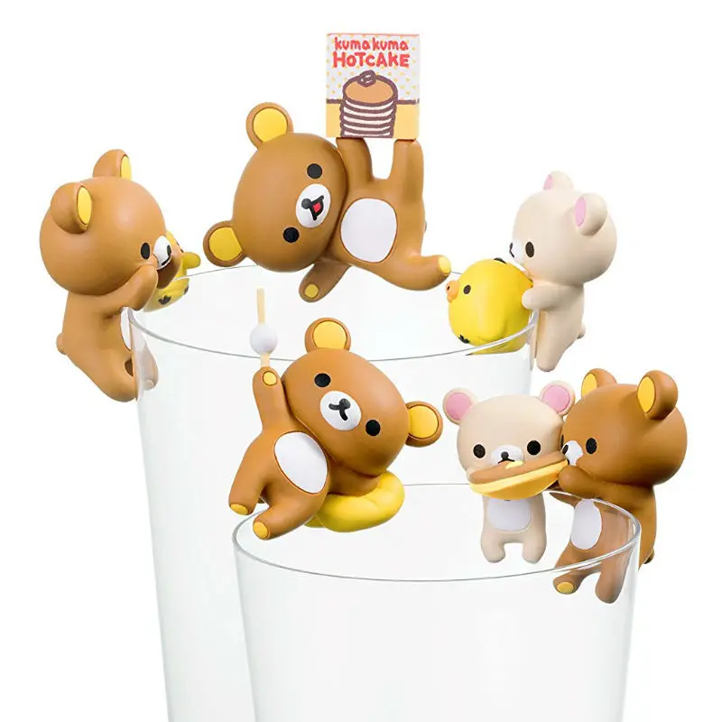 Японские Оригинальные капсульные игрушки 5 комплектов милые Rilakkumaon край чашки