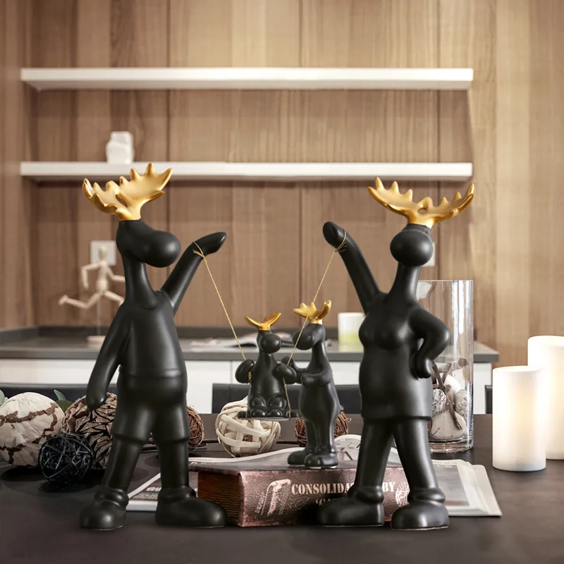 

Simulation Animal Deer Statue A Family Of Three Ceramics Craftwork Home Interior Design Gift L2943