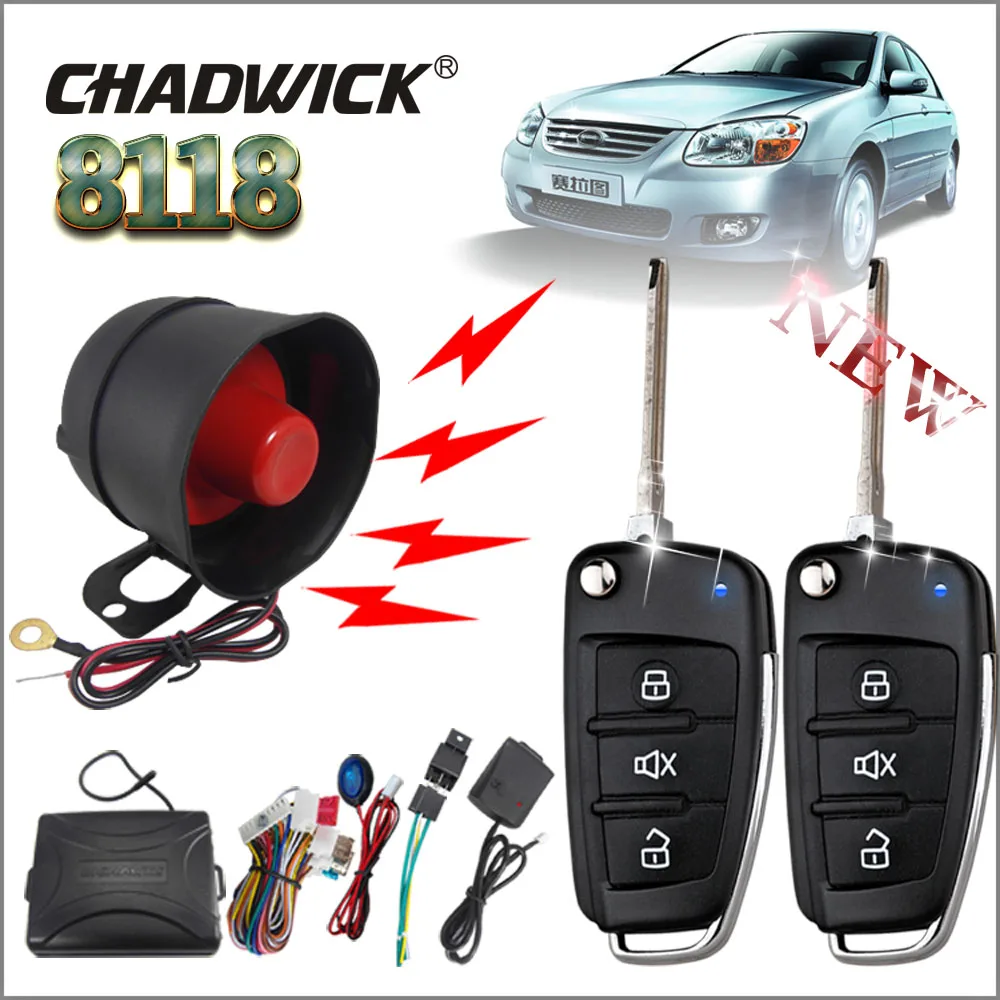 

CHADWICK 8118 for KIA Cerato #15 flip key Car Alarm System Universal With Siren one-Way Auto Security Keyless Entry anti-theft