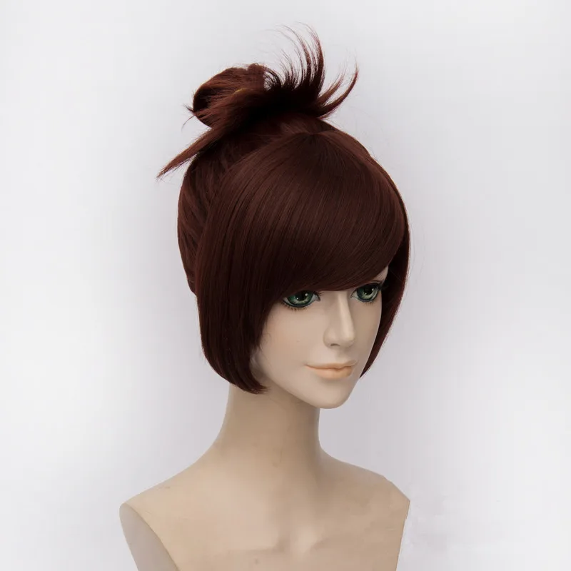 Free shipping Hot Game OW Mei Cosplay Wig Halloween Party Stage Play Red Brown Hair for women