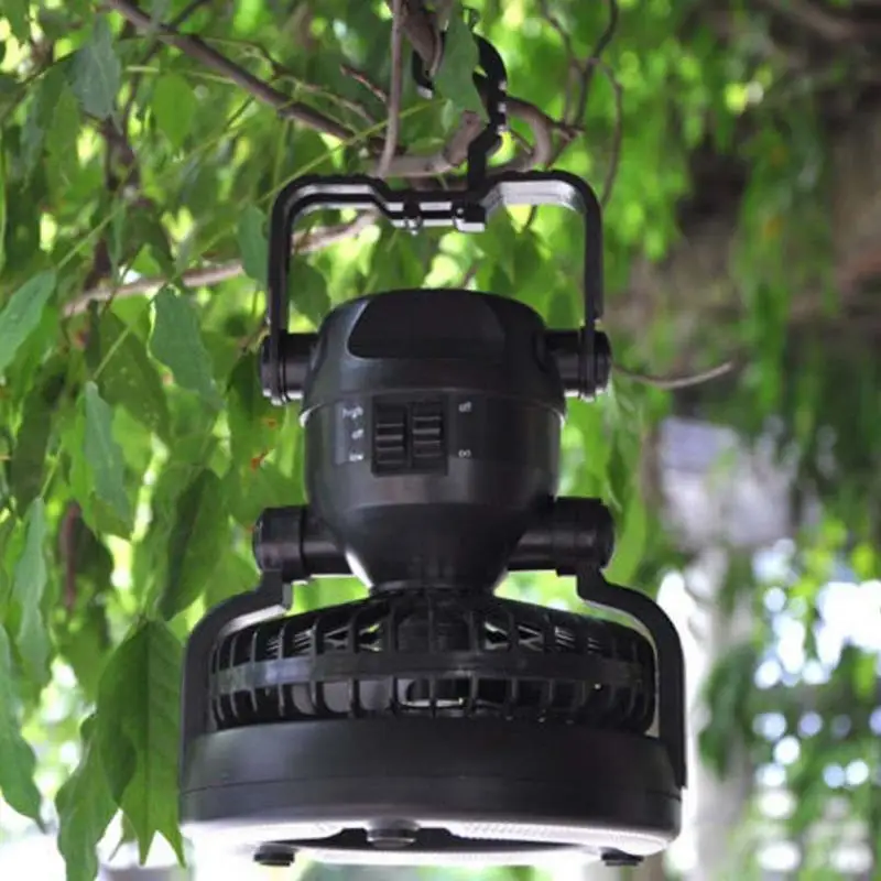 

Portable Outdoor Tent Light Fan Camping LED Lantern Cool Hiking Gear Equipment Black