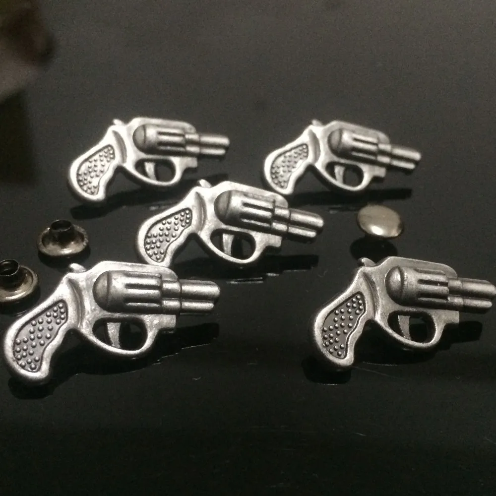 50 шт 13x26 мм серебряное ружье под старину шпильки пуля и застежкой в стиле «панк» пистолет шипованные ботинки под сумок, аксессуары для сумок из кожи Craft
