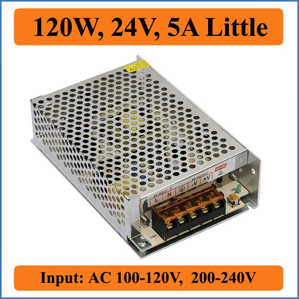 120W 24V 5A маленький переключение Питание AC100 240V вход переменного тока в постоянный