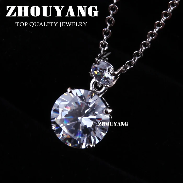 ZHOUYANG Top Quality ZYN154 Crystal Necklace Silver Color Pendant Necklace Jewelry Austrian Crystal Wholesale