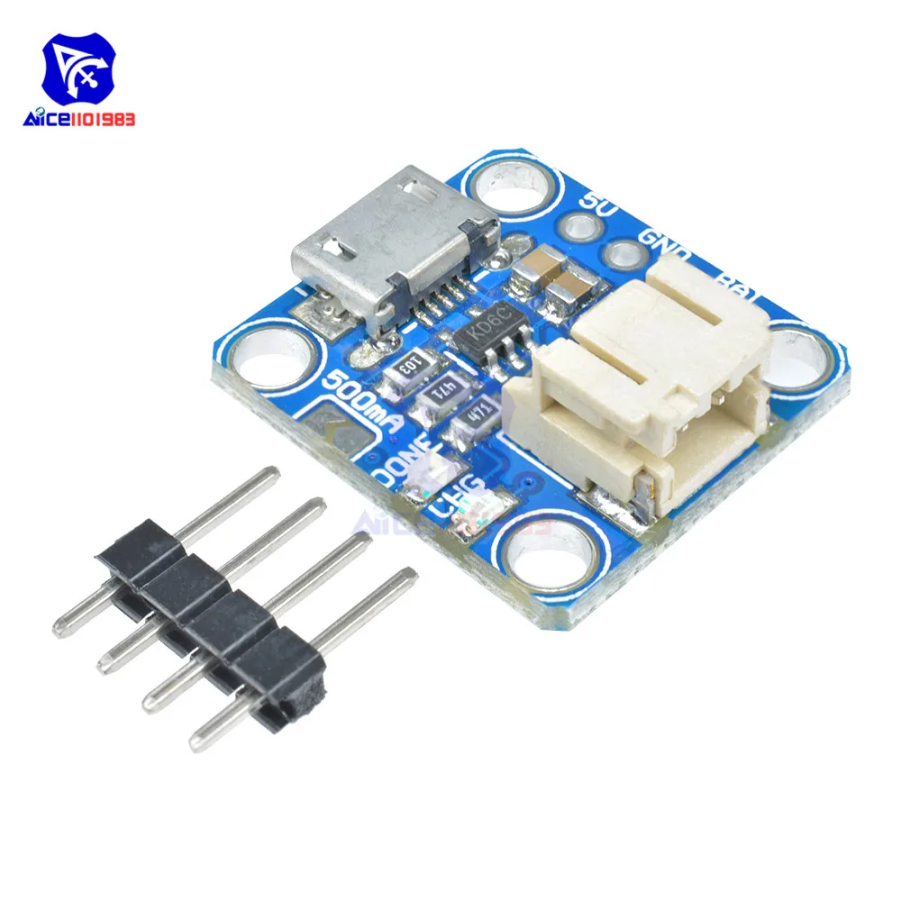 Chargeur Lipo USB 100/500mA avec câble JST pour batteries 3.7V/4.2V