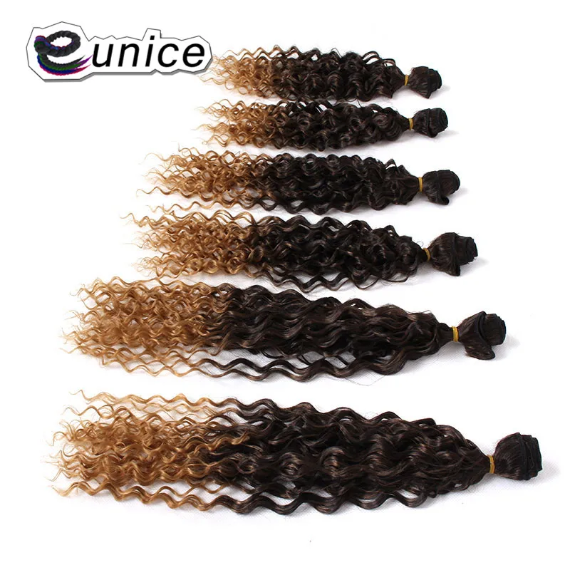 

Eunice Synthetic Hair 2 Tone Ombre Kinky Curly Weave Bundles Hair Extensions 14-18 inches Sew in weaving Wefts free shipping