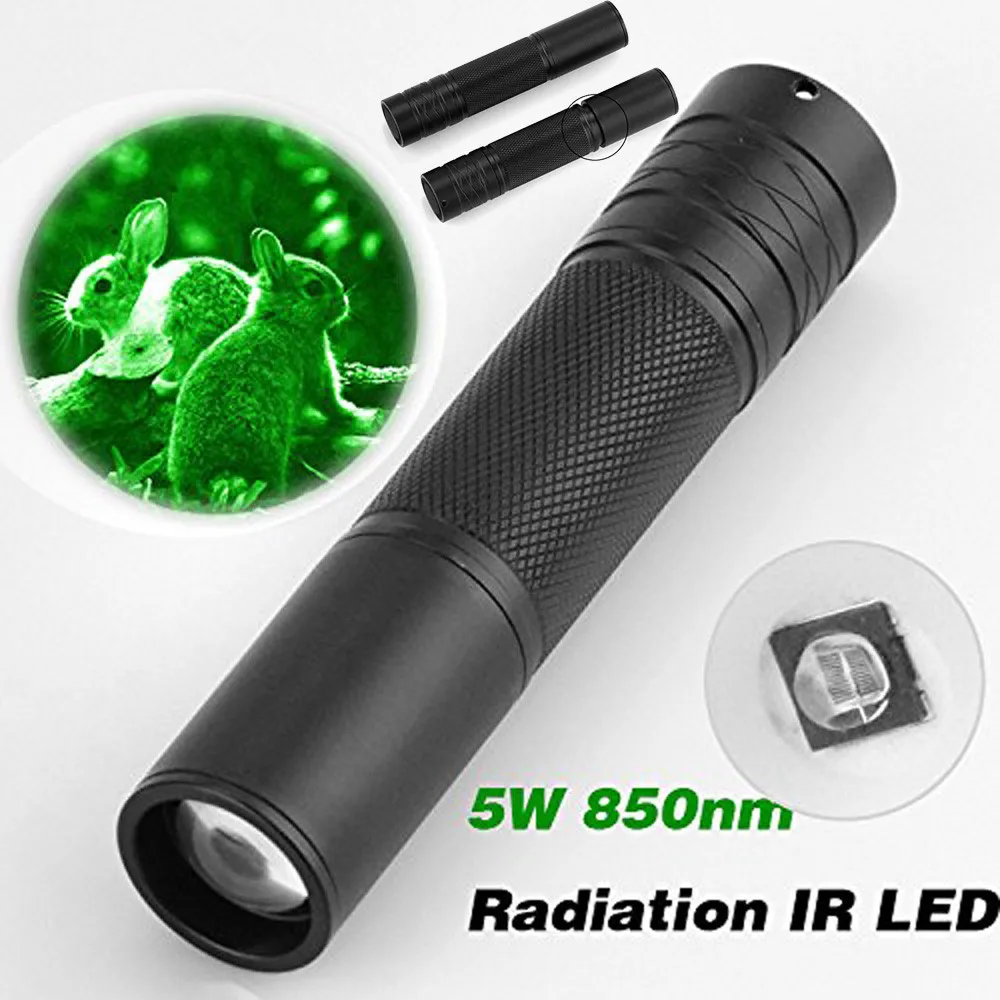 

IR Night Vision Flashlgith 5W 850nm LED Zoomable Infrared Radiation Lantern Tactical Hunting Torch CR-23 flashlight 2.0#