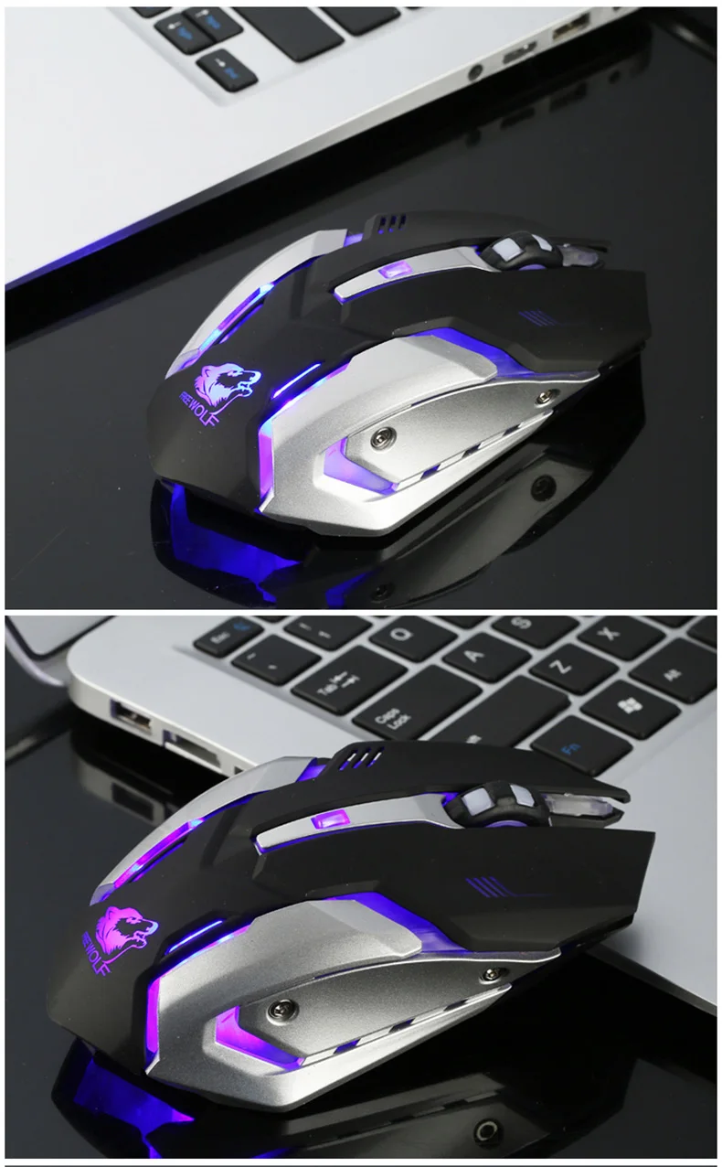 X7 2,4 ГГц Беспроводная перезаряжаемая светодиодный мышь с подсветкой USB оптическая 6 кнопок эргономичная Бесшумная игровая мышь для геймеров 1600 dpi ПК ноутбук