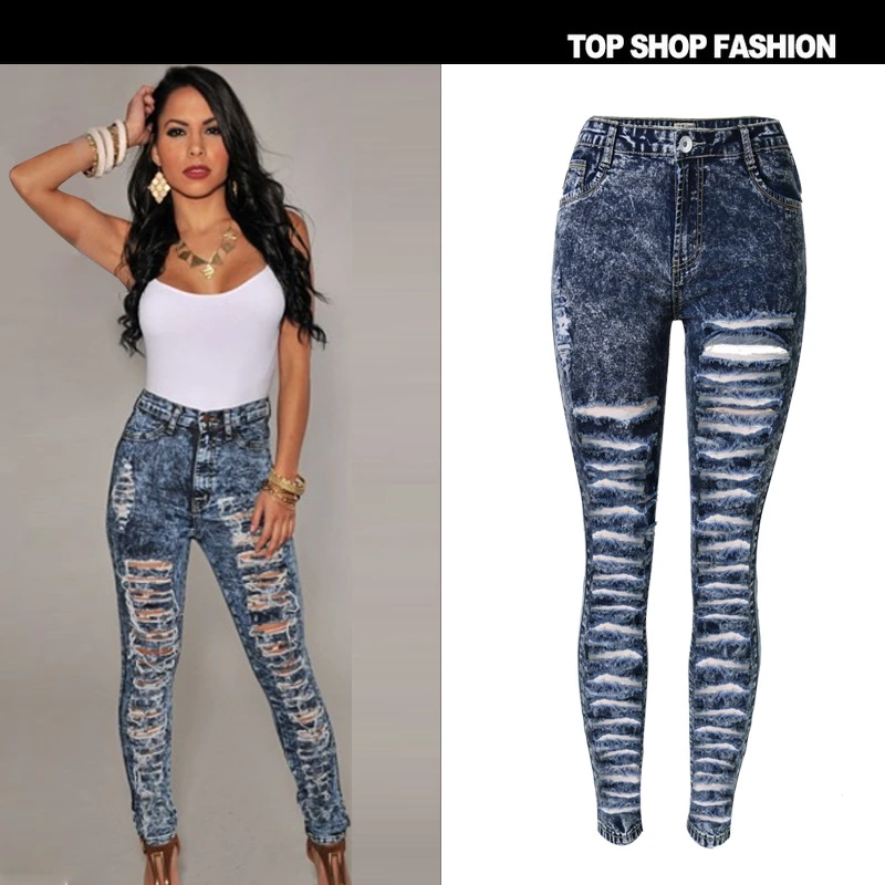 2018 nuevo Vintage Jeans Casual Denim Pantalón Primavera Verano alta cintura rasgada Jean|Pantalones vaqueros| - AliExpress