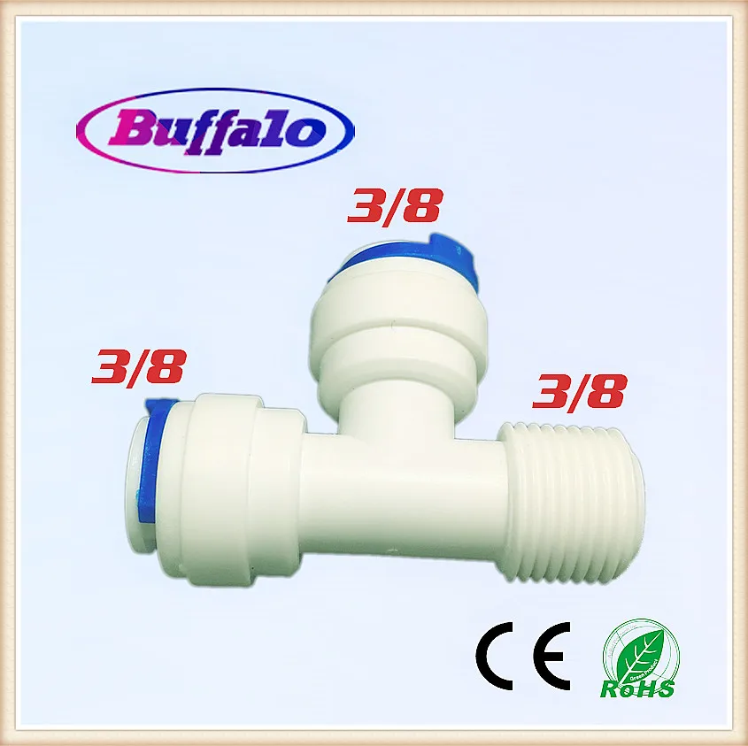 5Pcs 3/8" 3/8" Tube OD Hose 3/8" Male Tee Adapter Quick Connection Ro Water Connector Fittings