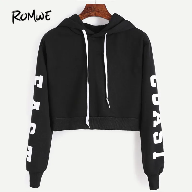 romwe cropped hoodie black hooded letters print crop sweatshirt autumn streetwear romwe cropped hoodie black hooded letters print crop sweatshirt autumn streetwear