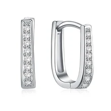 MISANANRYNE 1 пара Женские серебристый цвет прозрачный Циркон Модные u-образные серьги-кольца модные ювелирные изделия