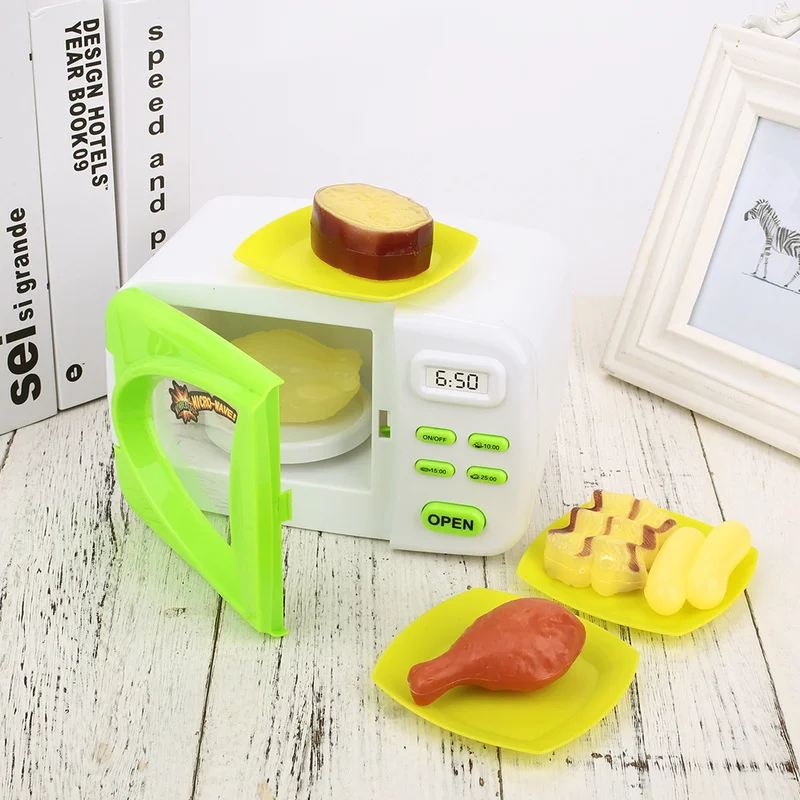 

Mini Simulation Microwave Toy Food Kitchen Toys Cute Fun Pretend Role Playing Set Educational Plaything Electric