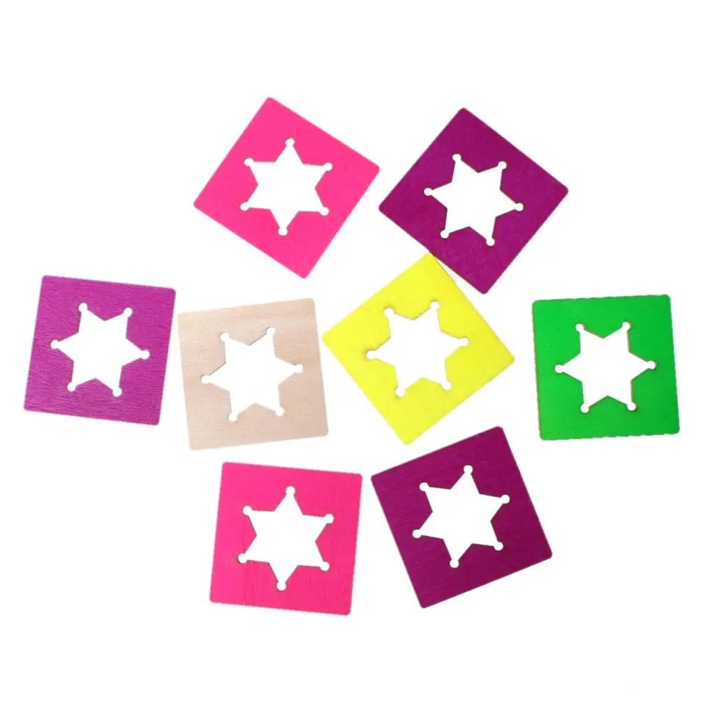 

Wood Cabochons Scrapbooking Embellishments Art Craft Collection Square At Random Hexagram 4.9cm x 4.9cm ,20 PCs