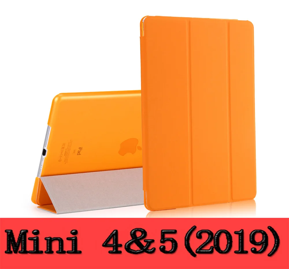 Чехол для iPad Mini 5 4 3 2 1, чехол SDYGHHT из искусственной кожи, Жесткий Чехол для задней панели, подставка для автоматического сна/пробуждения, смарт-чехол для iPad Mini 5 - Цвет: Orange mini 4 5