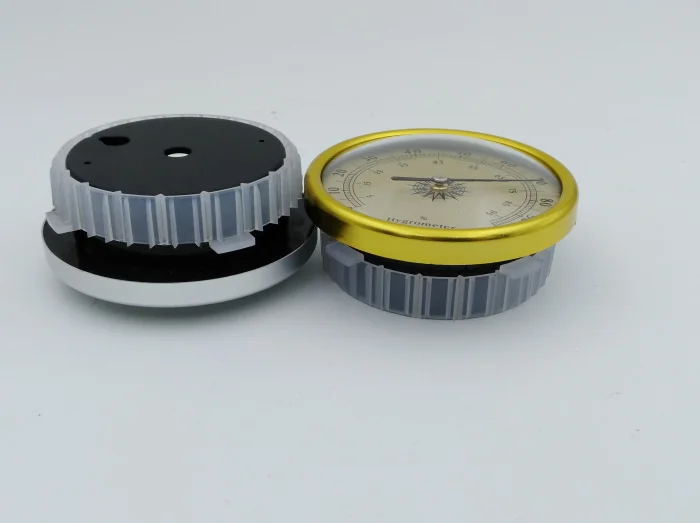 1 шт. 72 мм аналоговый гигрометр алюминиевый корпус, Круглый гигрометр для сигар с точностью+/-1% для внутреннего и наружного использования(золото) h711