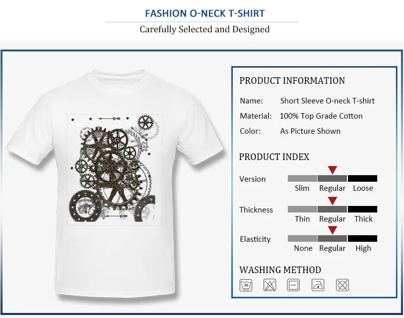Prevalent Group T-Shirt O Neck 100% Cotton Steampunk Clockwork Male Tops Shirt Short Sleeve Summer/Fall Group Tee Shirt