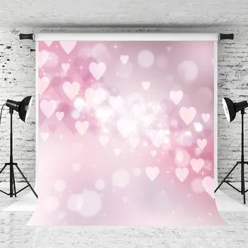 

Valentine's day pink Love hearts sparkly bokeh backdrop Vinyl cloth High quality Computer print wall Photography Backgrounds