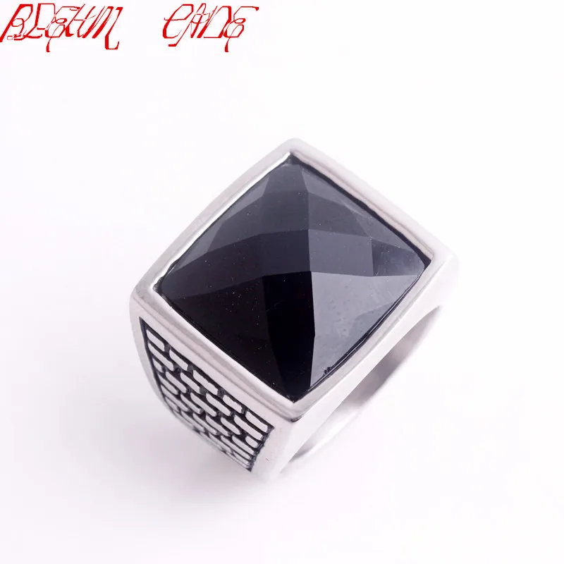 

Black stone Zircon Rings 316L Stainless Steel Mens Cocktail Party Rings Jewelry
