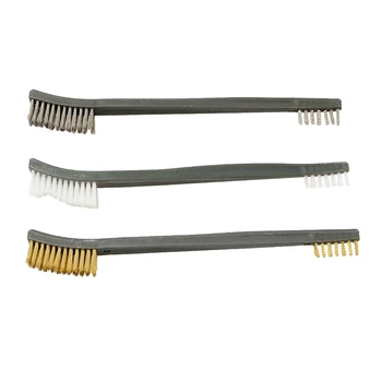 

Perfect gas stove cleaner 3pcs Mini Wire Brush Set Steel Brass Nylon Cleaning Polishing Metal Rust Brush 2018