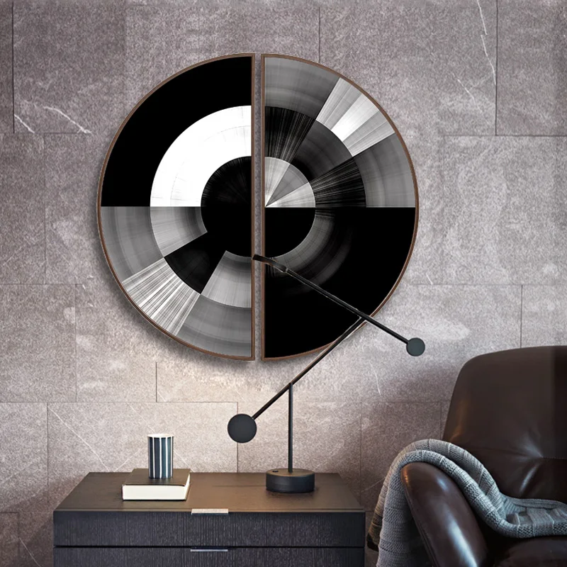 Modern abstract porch decorative painting Creative semicircular mural Sofa background wall 50cm 70cm Round painting
