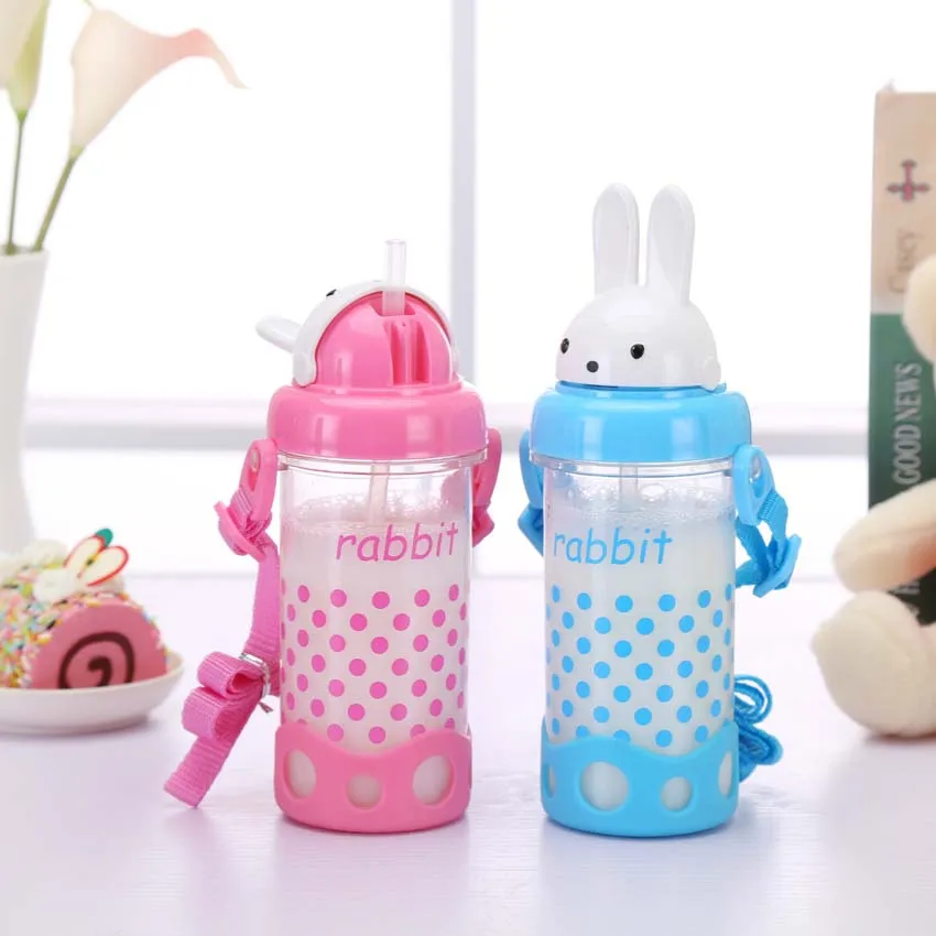 

240ml Cute Baby Cup Kids Children Learn Feeding Drinking Water Straw Handle Bottle Mamadeira Sippy Training Cup Baby Feeding Cup