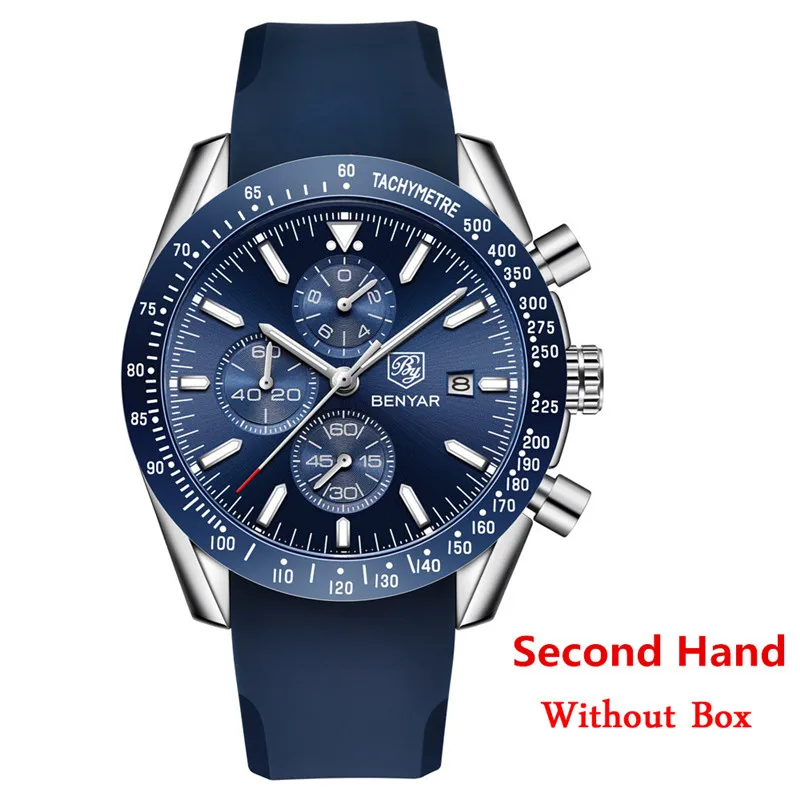 Мужские часы BENYAR Топ бренд класса люкс полностью стальные бизнес Кварцевые часы мужские повседневные водонепроницаемые спортивные часы Relogio Masculino - Цвет: second hand no box