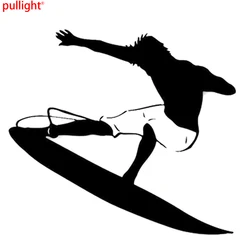 Autocollant en vinyle pour voiture, Silhouette d'océan intéressante, Sports extrêmes, loisirs, surf 