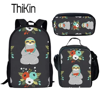 

THIKIN Shoulder Bags for Kids 3pcs/set Sloth School Backpack Girls Animal School Bag Children Primary Schoolbag Students Satchel
