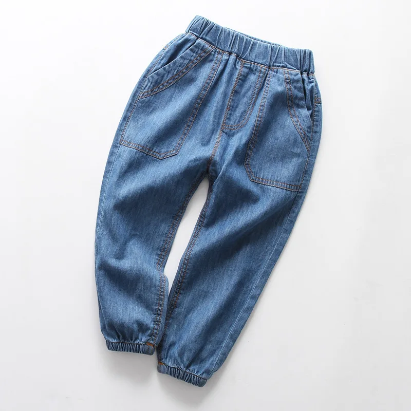 Dollplus/детские штаны для мальчиков, лето-осень, хлопковые тонкие длинные брюки, детская одежда, детские джинсы для девочек, штаны, джинсы для маленьких мальчиков - Цвет: dark blue