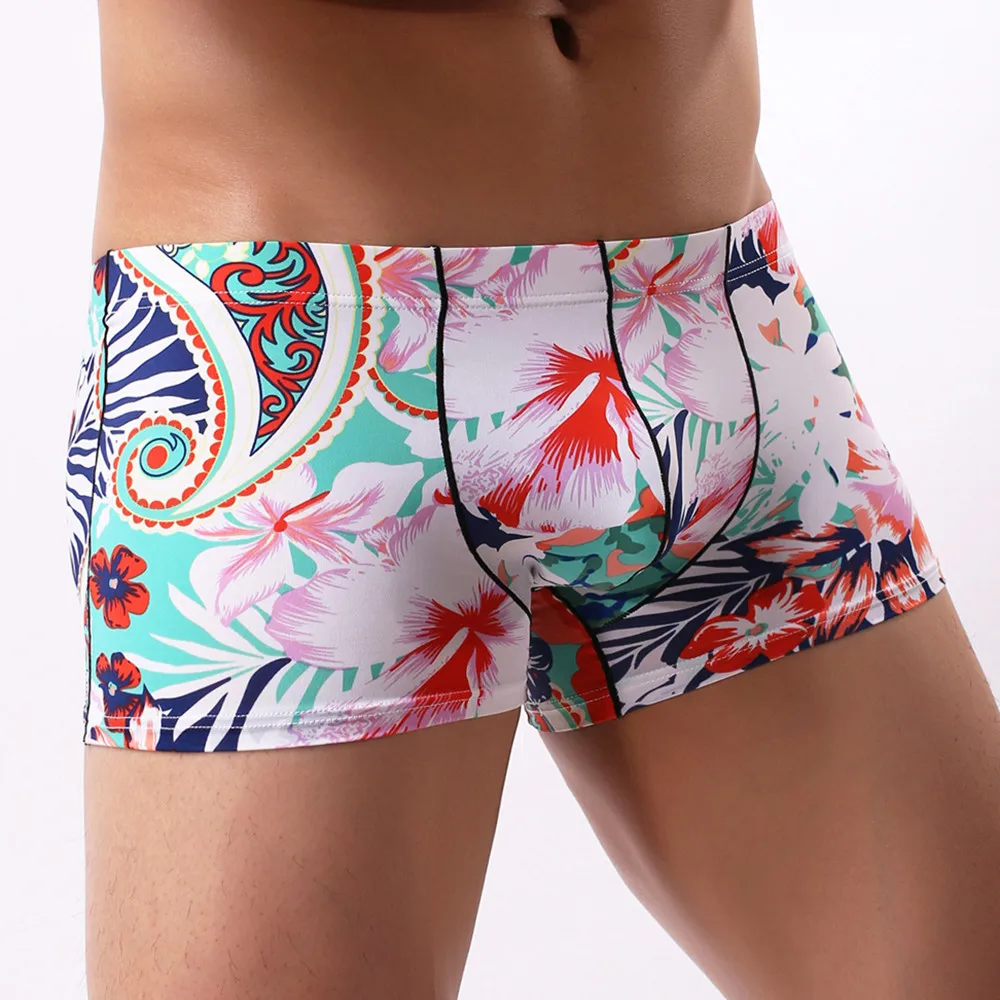 FeiTong Boxer Men Cueca Patchwork Print Boxer Shorts Bulge Pouch Underpants Gay Clothing Mens Underwear Boxers Brand