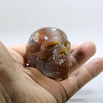 

2.29"Brazil CRYSTAL AGATE Handmade Carved Crystal Skull Crystal Realistic Crystal Healing Furnishing Articles Figurine N62