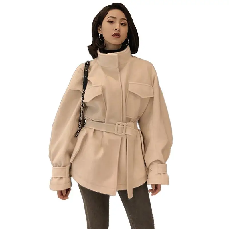

Women 2019 New Spring Autumn Faux Mink Cashmere Coat Female Casual Loose Plush Outwear Ladies Wild Solid Jackets With Belt V957