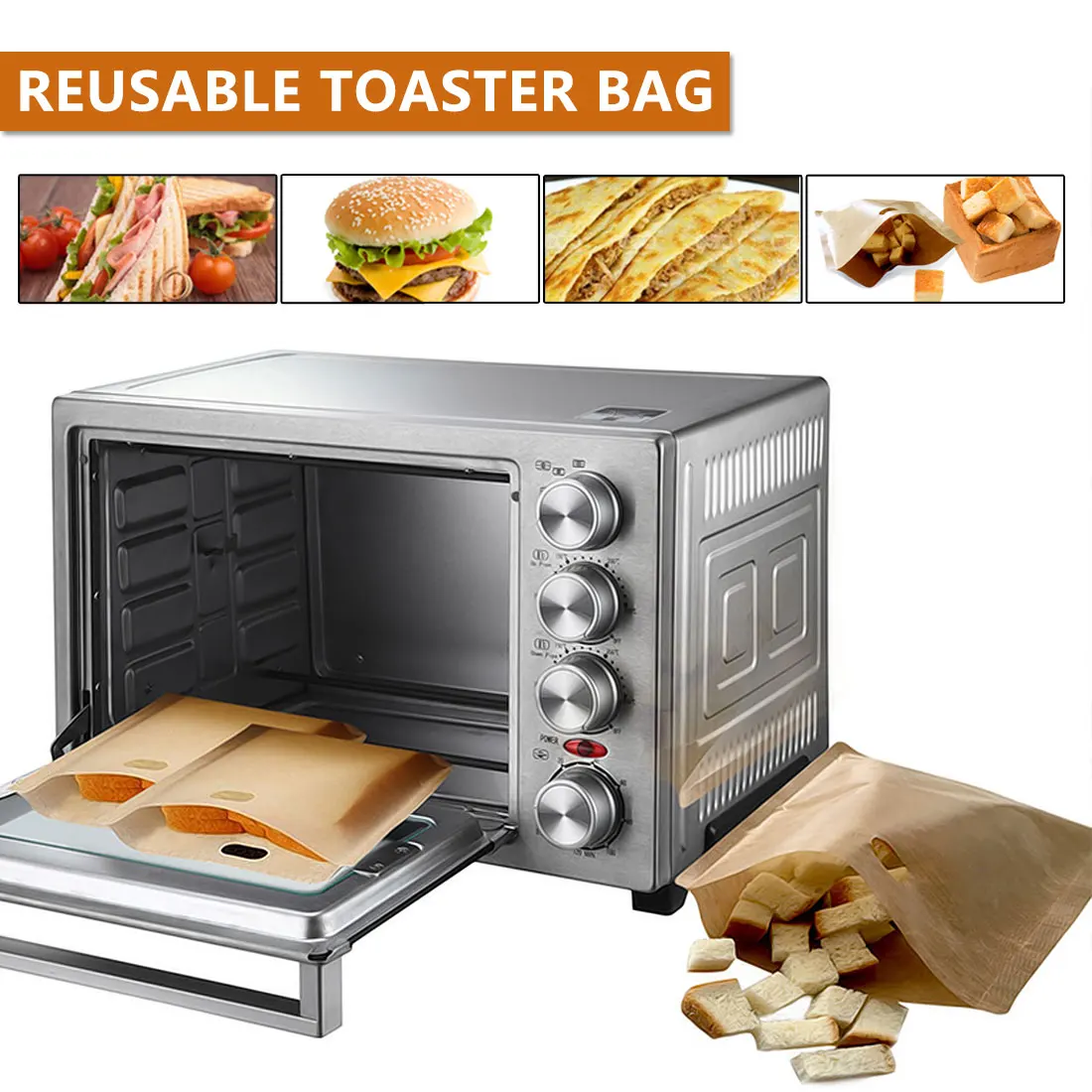 Антипригарная многоразовая сумка для хлеба, сумка для тостера на гриле, сумки для сэндвичей с сыром, с покрытием из стекловолокна, тосты, микроволновые нагревательные Кондитерские инструменты