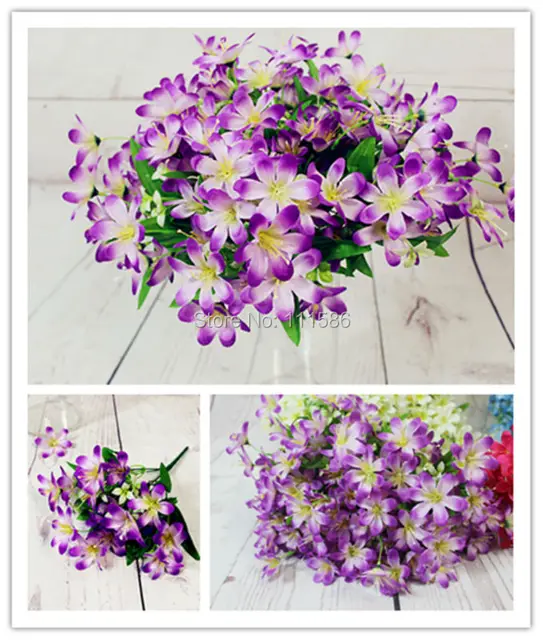Spr 6 Fork Small Lily Daisy Artificial Bride Flower Bouquet Wedding Spr 6 Fork Small Lily Daisy Artificial Bride Flower Bouquet Wedding Table Centerpieces Decorations Party