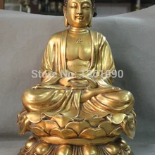 Purpel xd 00711 Тибет Буддизм Бронзовый 24 К Золото Свинка Шакьямуни Будда Амитабха Статуя