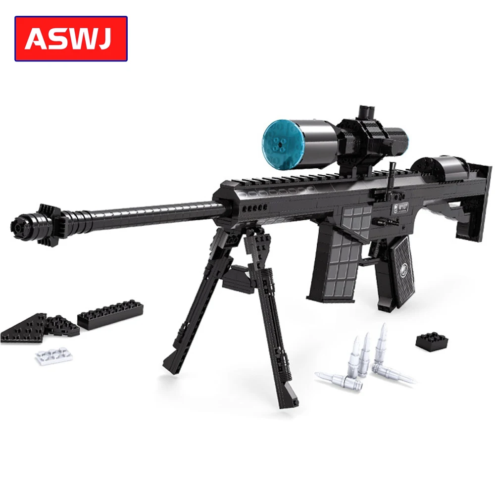 

Military SWAT Police Sniper Rifle M107 Gun Weapon 1:1 Model Bricks Building Blocks Compatible Legoes Kit Kids Toys For Children
